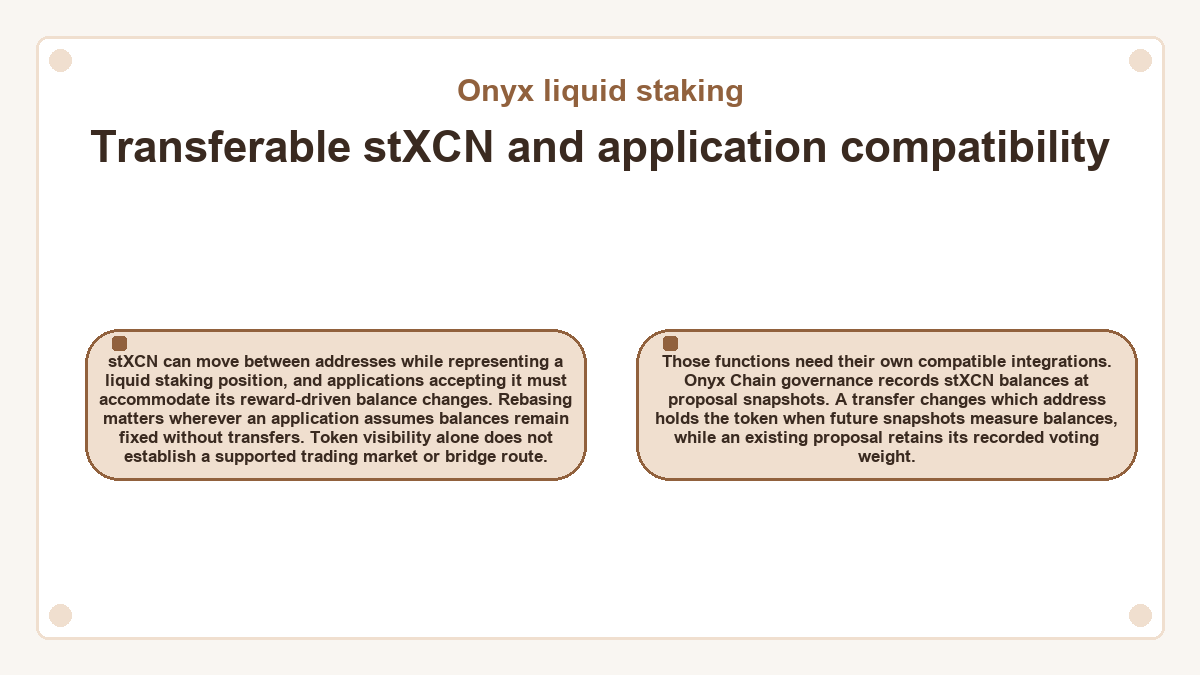 Onyx liquid staking - Transferable stXCN and application compatibility - illustration